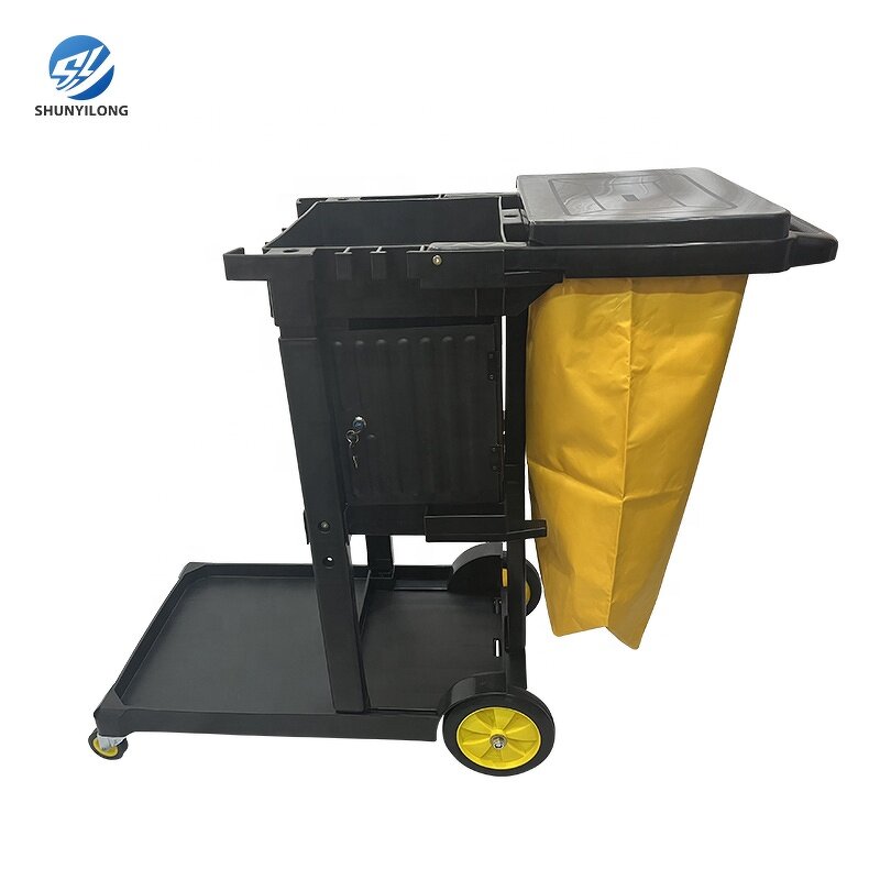 Hotel Cleaning Cart Factory - OEM/ODM Custom High Quality Multifunction Hotel Street Cleaning Cart Plastic Janitorial