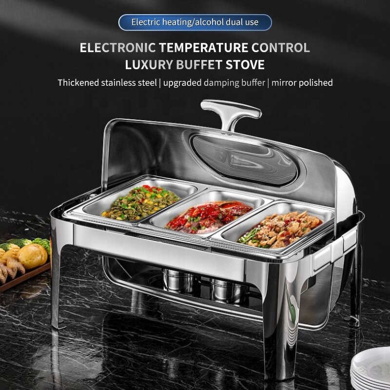 Luxurious Roll Top Chafer Set Manufacturer - OEM/ODM Custom Luxurious Roll Top Stainless Steel Chafer Dishes Buffet Set
