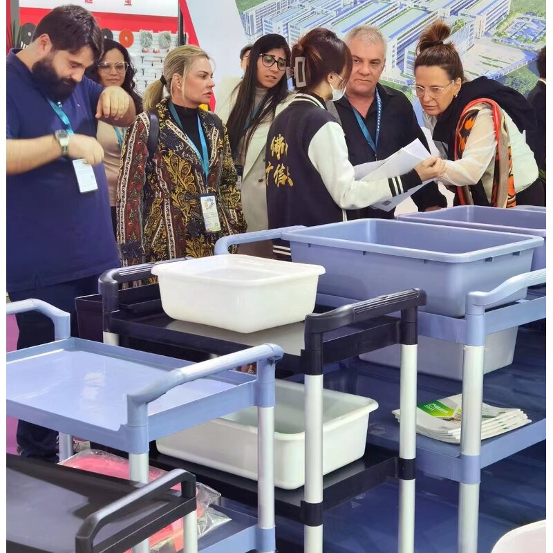 Utility Service Cart Manufacturer - OEM/ODM Custom 3 Shelf Heavy Duty 220LBS Food Service Cart Rolling Kitchen Trolley