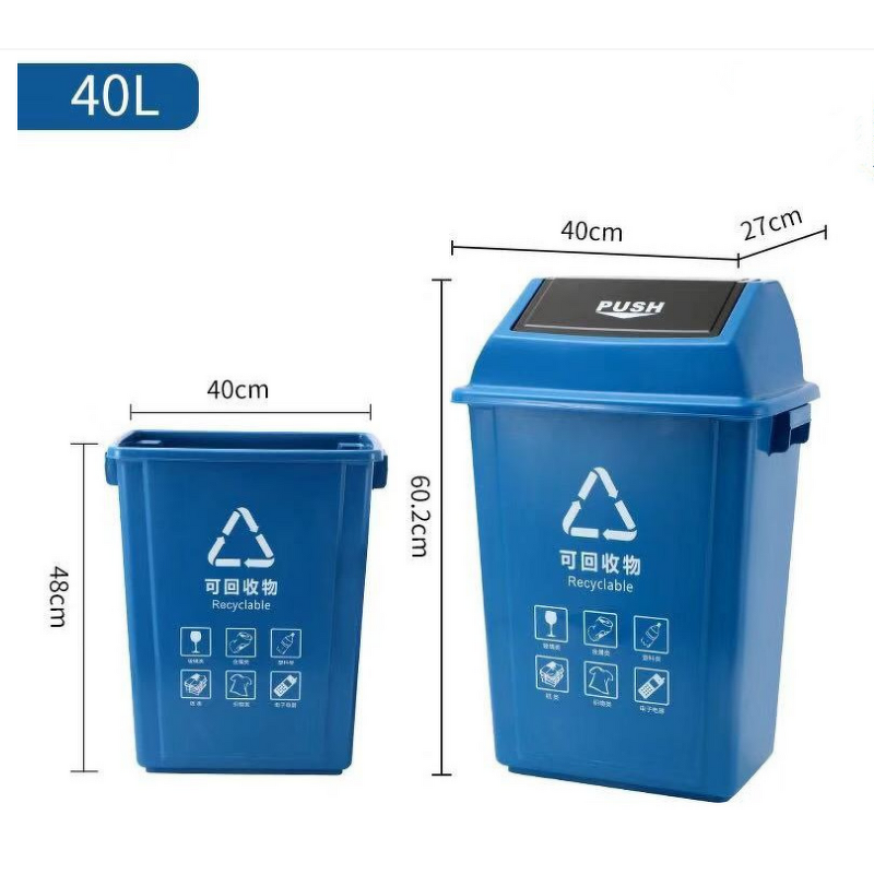 Recycle Trash Can Manufacturer - OEM/ODM Custom Green Recycle Plastic Trash Can Public Street Step Trash Bin for Waste