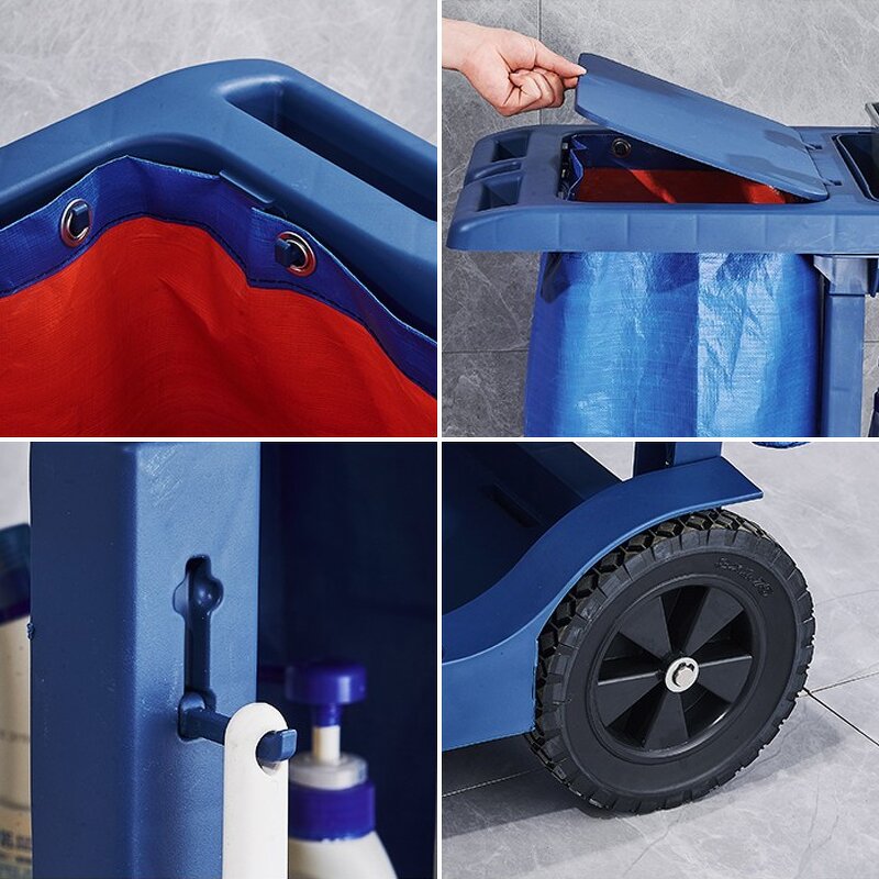 Hotel Cleaning Trolley Factory - OEM/ODM Custom Commercial Hotel Room Cleaning Trolley Multifunctional Plastic Janitorial