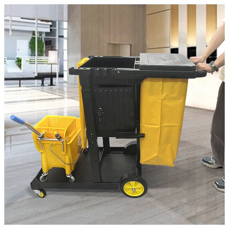 Hotel Cleaning Cart Factory - OEM/ODM Custom High Quality Multifunction Hotel Street Cleaning Cart Plastic Janitorial