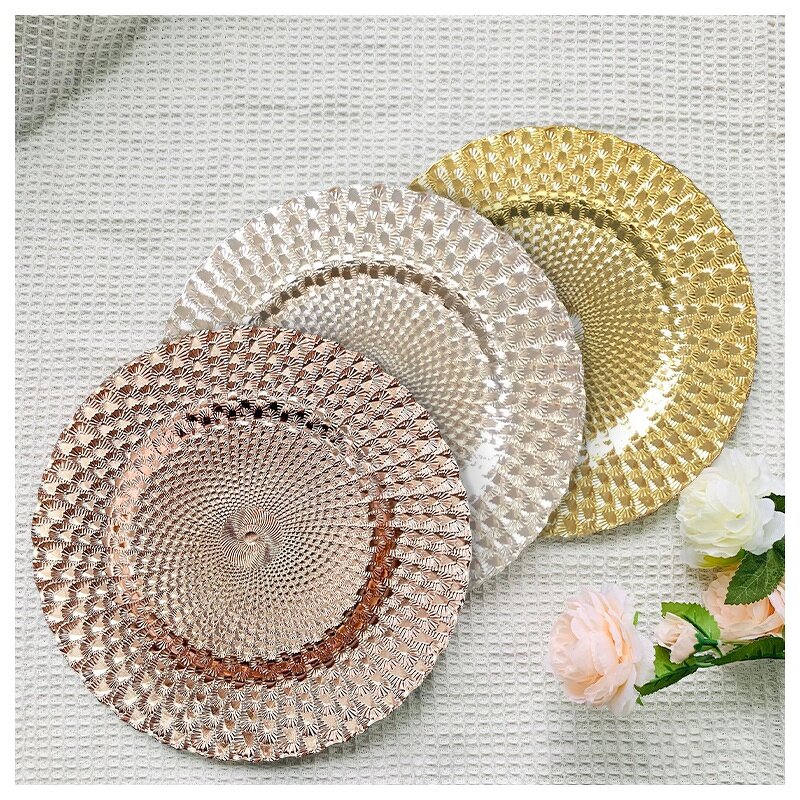 Charger Plates Manufacturer - OEM/ODM Custom Elegant Decorative Charger Plates Silver White Pink Rose Gold Black Wedding