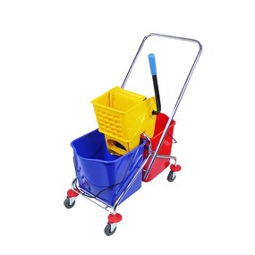 Double Bucket Trolley Manufacturer - OEM/ODM Custom Hotel Housekeeping 30L Double Bucket Trolley PP Plastic Side Press