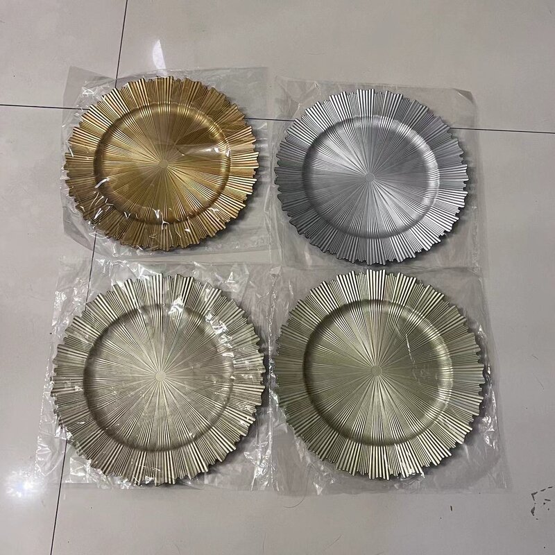 Plastic Charger Plates Factory - OEM/ODM Custom Wholesale 13 Inch Pink Elegant Decorative Plastic Gold Charger Plates