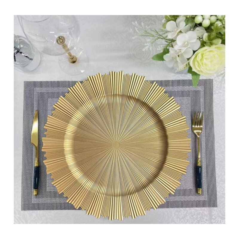 Plastic Charger Plates Factory - OEM/ODM Custom Wholesale 13 Inch Pink Elegant Decorative Plastic Gold Charger Plates