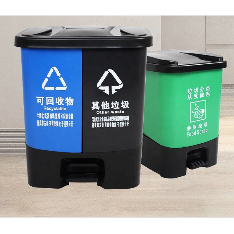 Double Recycle Trash Can Factory - OEM/ODM Custom High Quality 13 Gallon Double Recycle Trash Can Street Garden Dustbin