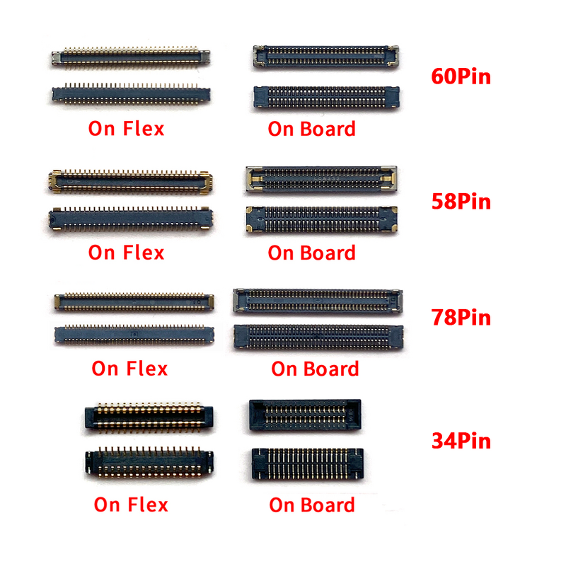 FPC Connector Manufacturer - 34 40 58 60 78 Pin on Board for Samsung A01 A02 A03 A10 Series