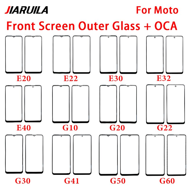 Touch Front Glass With OCA Factory - for Moto E13 E20 E22 E30 E32 E40 G20 G22 G23 G30 G31 G40 G41 G50 G60 Series