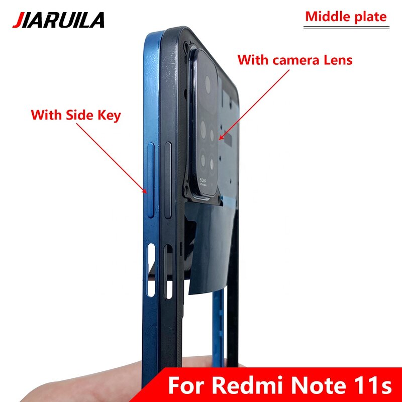 Back Cover Manufacturer - New for Redmi Note 11S Battery Cover+Middle Frame Rear Door Housing Case With Camera Lens+Side Keys