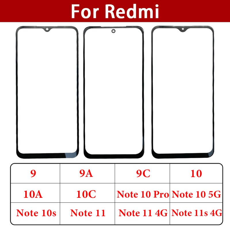 OCA Front Glass Factory - for Xiaomi Redmi 9 9A 9C 9T 10 10A 10C Note 13 11 10 9 8 Pro Plus 5G LCD Front Outer Lens