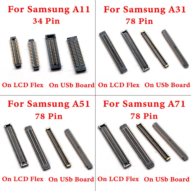 FPC Connector Manufacturer - 34 40 58 60 78 Pin on Board for Samsung A01 A02 A03 A10 Series