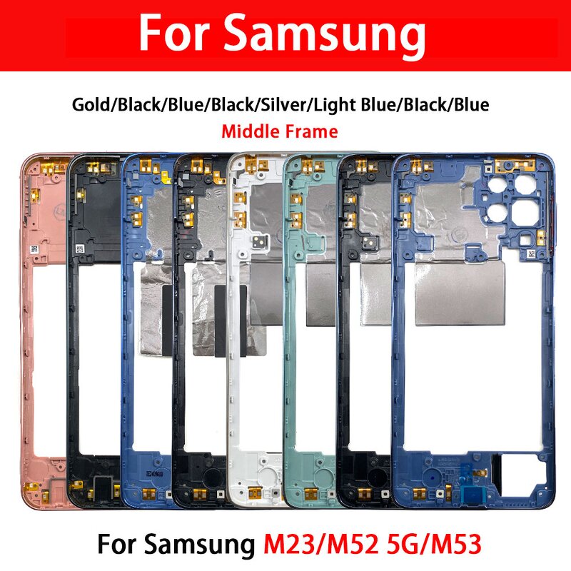 Middle Frame Bezel Factory - for Samsung A23 A42 M23 M52 M53 5G M236B M53 Mobile Phone Middle Plate Cover With Side Key