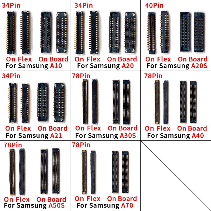 FPC Connector Manufacturer - 34 40 58 60 78 Pin on Board for Samsung A01 A02 A03 A10 Series