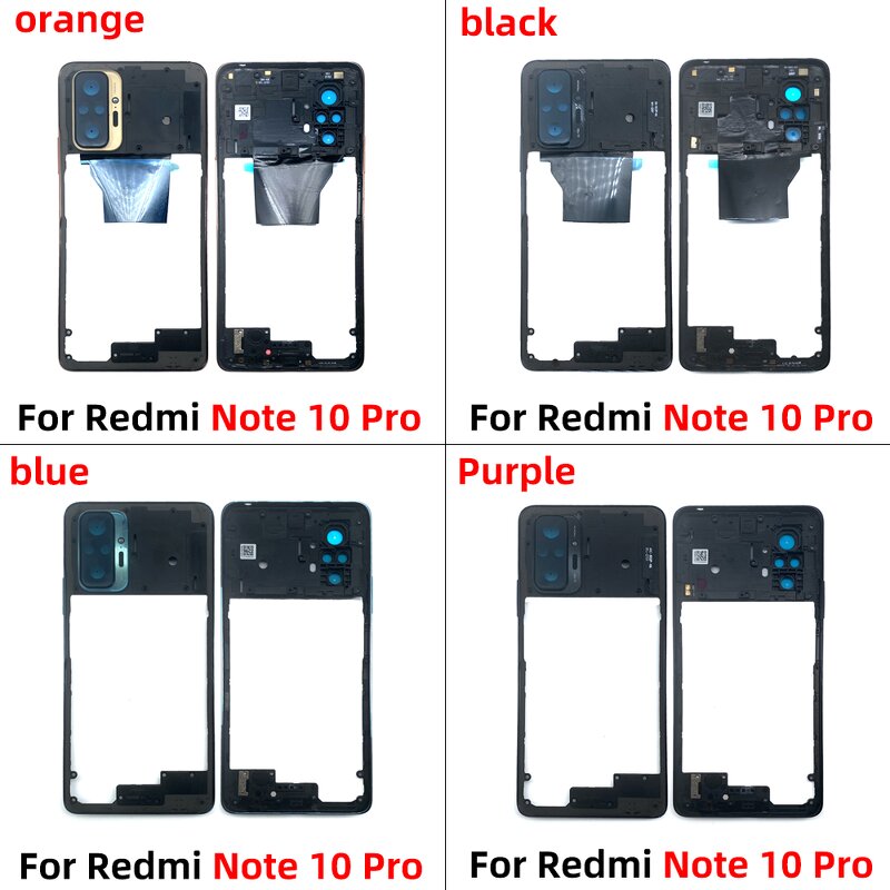 Middle Frame Bezel Factory - For Redmi Note 10S 10 4G 5G Pro Middle Plate Housing With Camera Lens