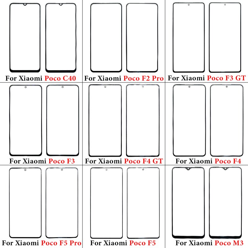 OCA Front Screen Glass Factory - for Xiaomi Poco C40 X6 X5 X4 X3 F5 F4 F3 F2 M5 M4 M3 Pro 5G Touch Outer Panel Lens