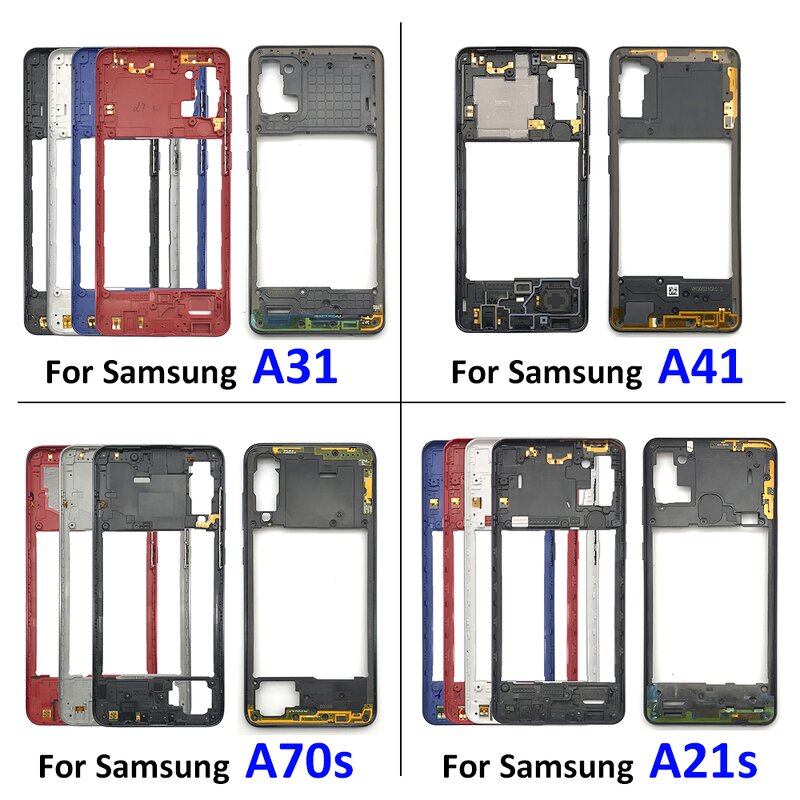 Housing Middle Frame Back Cover Factory - Wholesale Complete for Samsung A21S A31 A41 A70S Middle Bezel Plate with Side Button