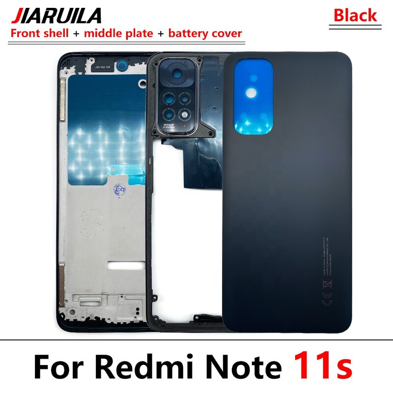 Back Cover Manufacturer - New for Redmi Note 11S Battery Cover+Middle Frame Rear Door Housing Case With Camera Lens+Side Keys