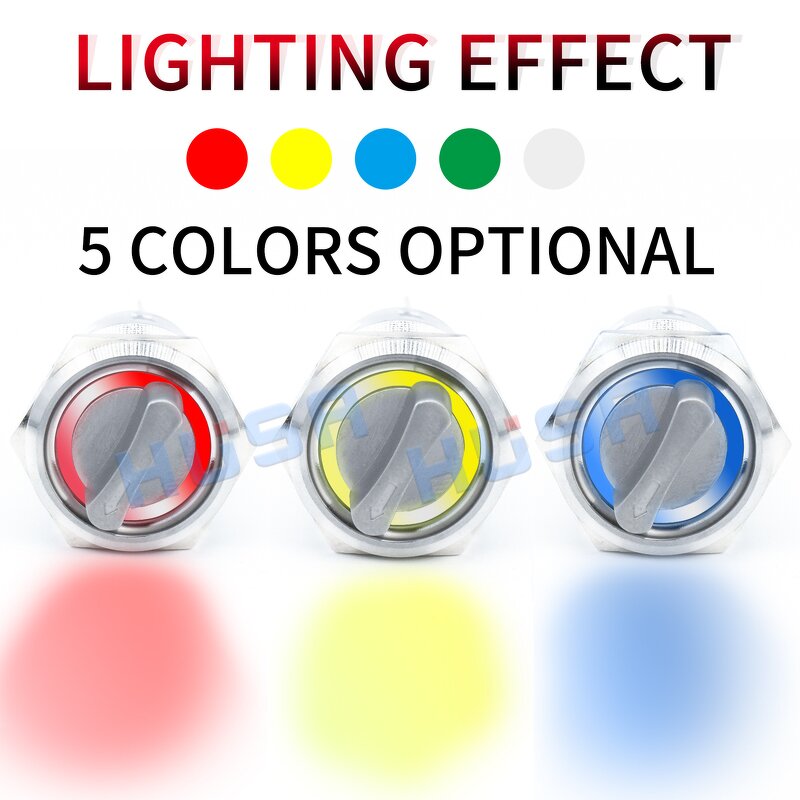 LED Metal Selector Switch Factory - OEM/ODM Custom 16-22mm LED Metal Rotary Push Button Switch Self-locking Self-reset Retaining