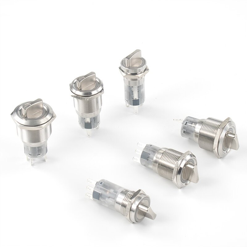 Rotary Push Button Switches Factory - OEM/ODM Custom 16mm 2NO2NC 3-Way Rotary Switch 250V 3A Rotary Push Button Switches