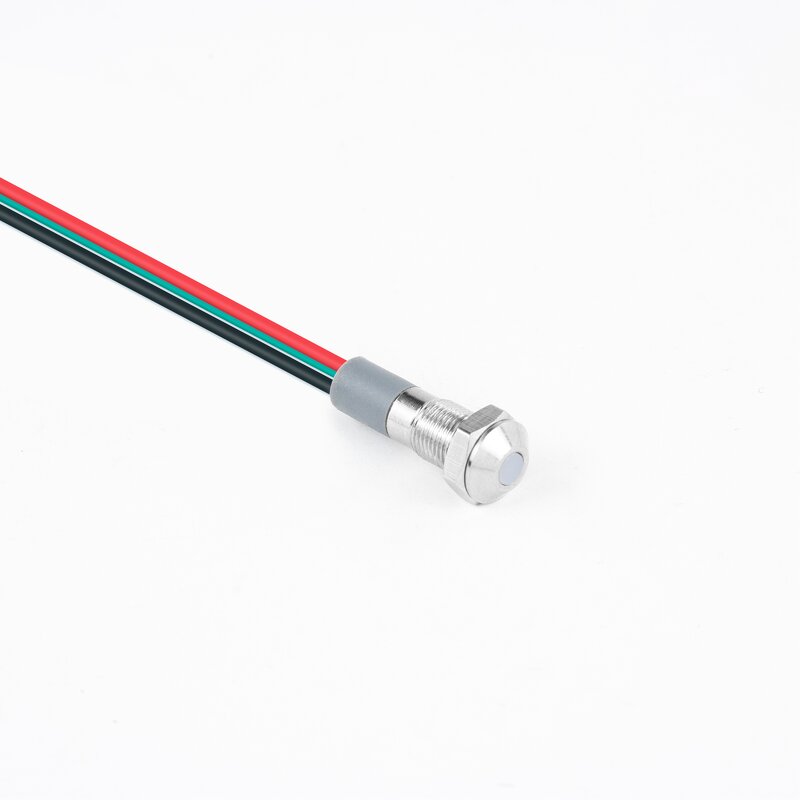 LED Metal Signal Lamp Factory - OEM/ODM Custom Waterproof 6mm LED Metal Signal Lamp with Wire 6-220V Red Yellow Blue Green White