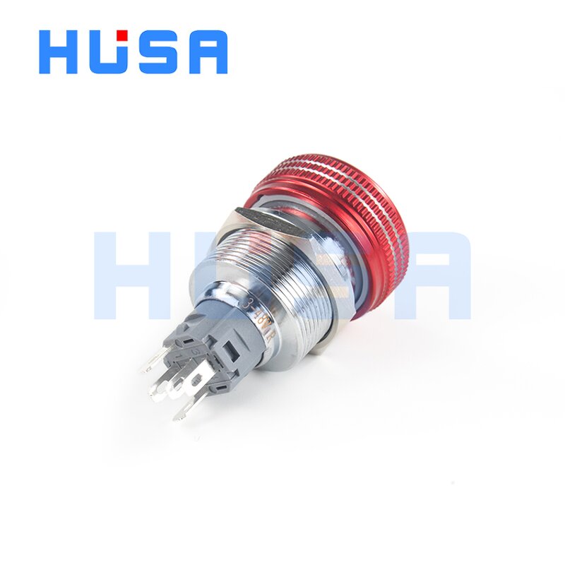 Metal Emergency Stop Switch Factory - OEM/ODM Custom 22mm LED Emergency Stop Metal Push Button Switch Rotary Reset IP65