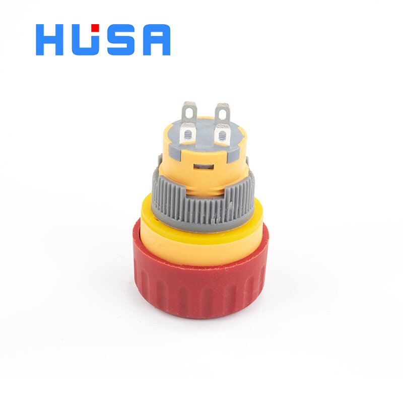 Plastic Emergency Stop Button Switch Manufacturer - OEM/ODM Custom Switch Factory 16MM 1NO1NC 250V Self-locking Plastic E-stop