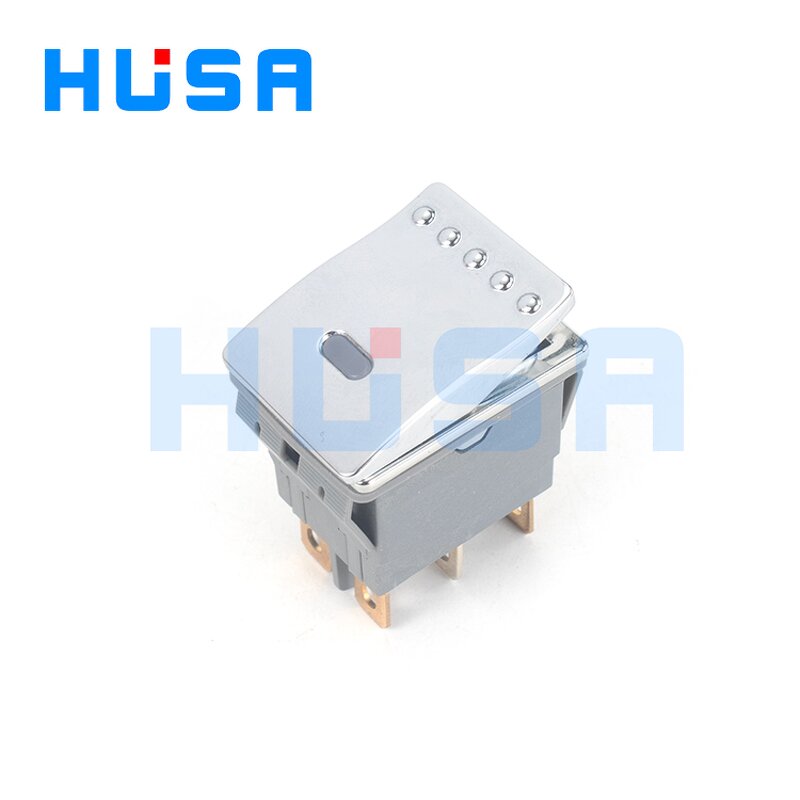 Waterproof Rocker Switch Manufacturer - OEM/ODM Custom HSRS2822 20A 250V AC DPDT Waterproof Rocker Switch Stainless Steel LED