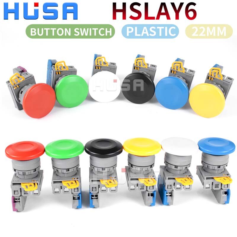 Push Button Switch Manufacturer - OEM/ODM Custom Push Button Switch Self-Reset Self-lock Mushroom Head 22mm Plastic LAY6