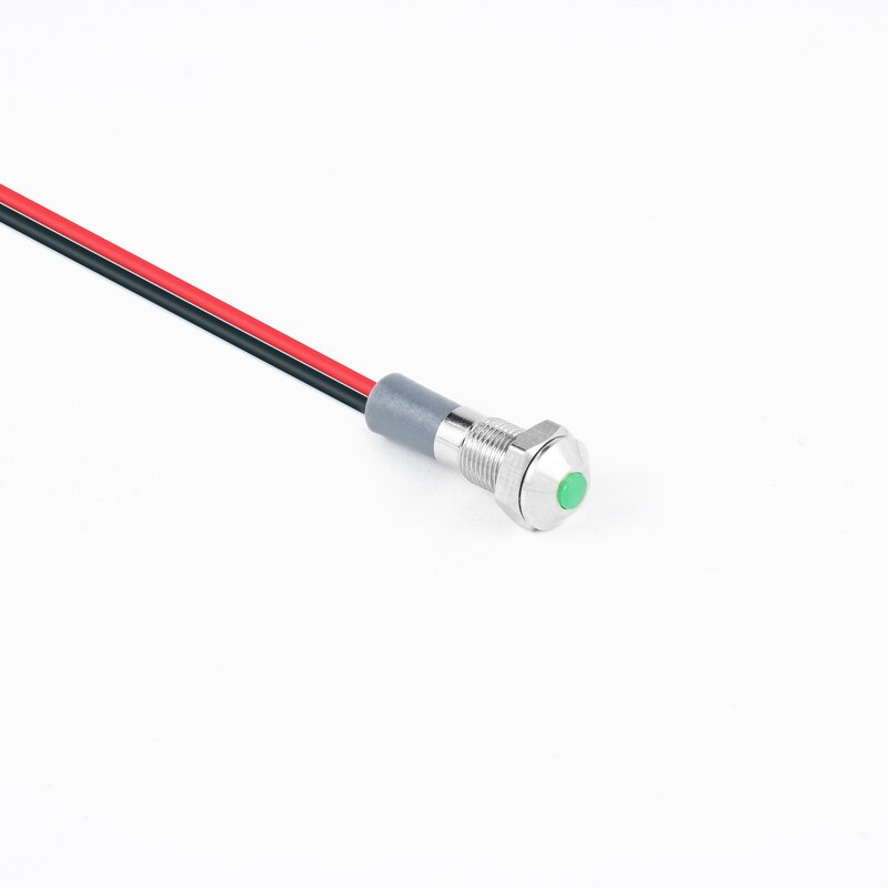 LED Metal Signal Lamp Factory - OEM/ODM Custom Waterproof 6mm LED Metal Signal Lamp with Wire 6-220V Red Yellow Blue Green White