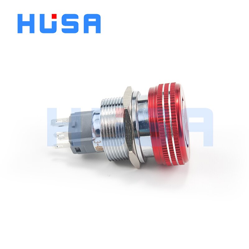 Metal Emergency Stop Switch Factory - OEM/ODM Custom 22mm LED Emergency Stop Metal Push Button Switch Rotary Reset IP65