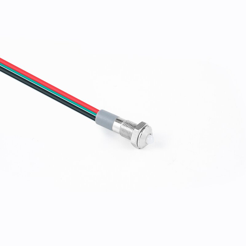 LED Metal Signal Lamp Factory - OEM/ODM Custom Waterproof 6mm LED Metal Signal Lamp with Wire 6-220V Red Yellow Blue Green White