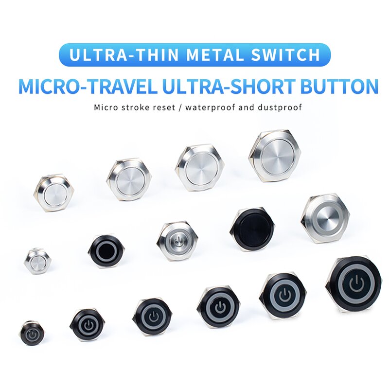 Push Button Switch Factory - OEM/ODM Custom Customized 22mm Flat Head Push Button Switch Waterproof IP67 LED Illuminated