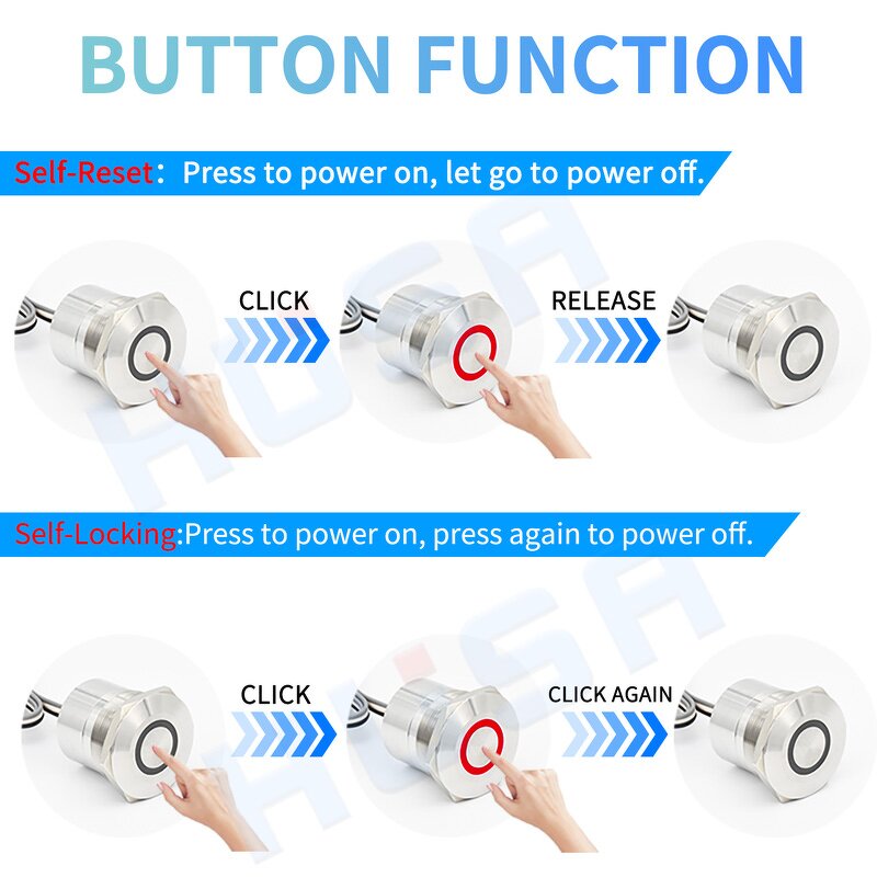 Metal Capacitive Touch Switch Factory - OEM/ODM Custom Metal Button Switch Self-reset Self-locking Waterproof 16-30mm Stainless