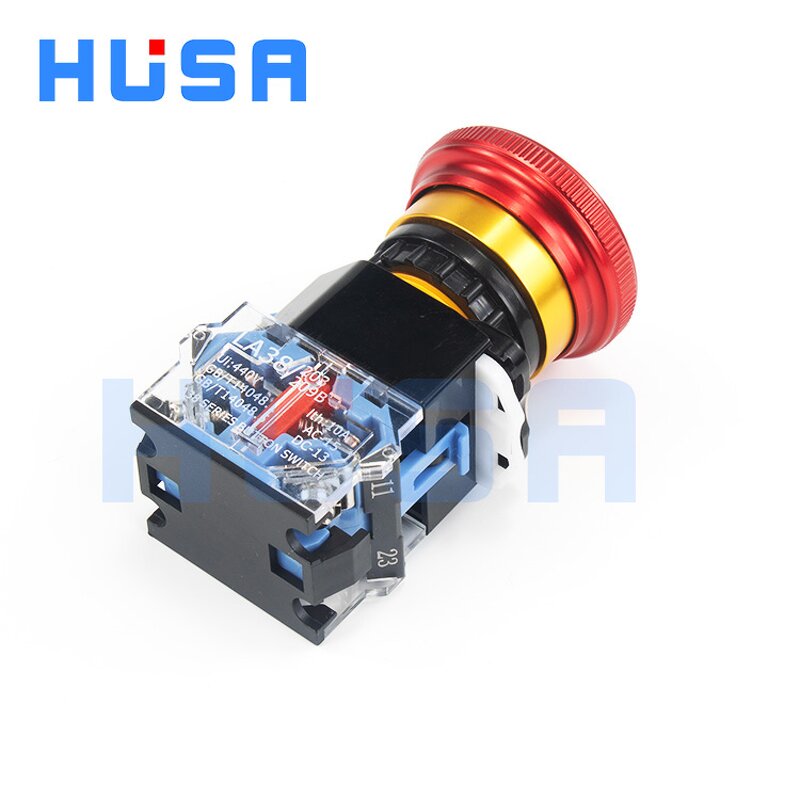 Emergency Stop Push Button Switch Factory - OEM/ODM Custom LA38 IP65 Waterproof Metal Emergency Stop Push Button Switch 1NO1NC
