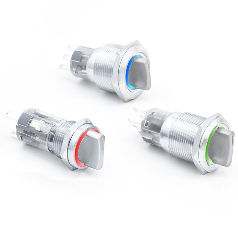 LED Metal Rotary Push Button Switch Factory - OEM/ODM Custom 19mm 12V 24V LED Metal Rotary Push Button Switch 2/3 Position