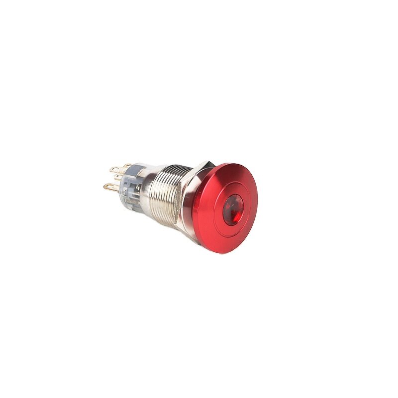 Red LED Metal Mushroom Head Switch Manufacturer - OEM/ODM Custom 19mm Red LED Metal 12v 24v Mushroom Head Anti Vandal Switch