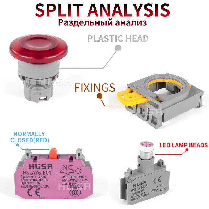 LAY6 LED Button Switch Factory - OEM/ODM Custom LAY6 22mm LED Button Switch Self Reset Lock Instantaneous 1NO1NC Plastic Head