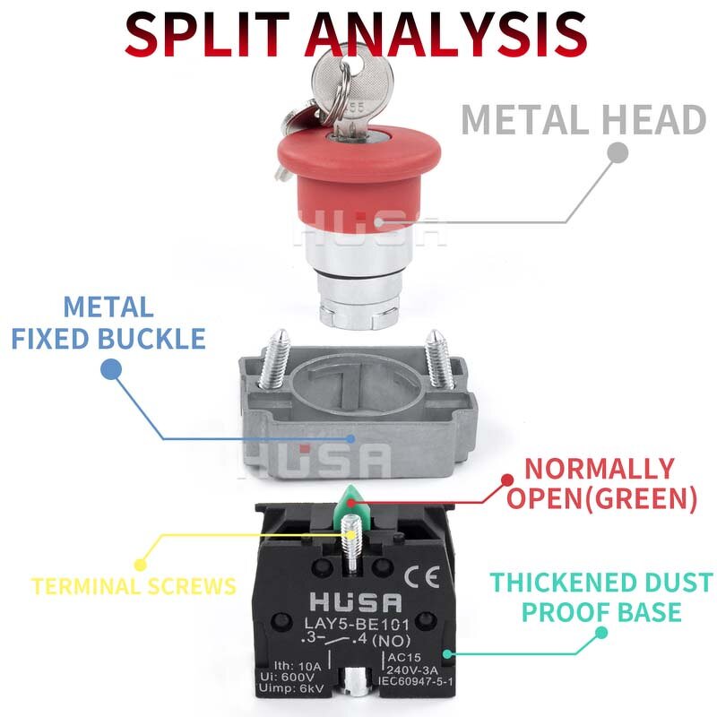 XB2 Button Switch Factory - OEM/ODM Custom XB2 Button Switch Self-reset Self-lock Mushroom Head 22mm Momentary Latching 1NO