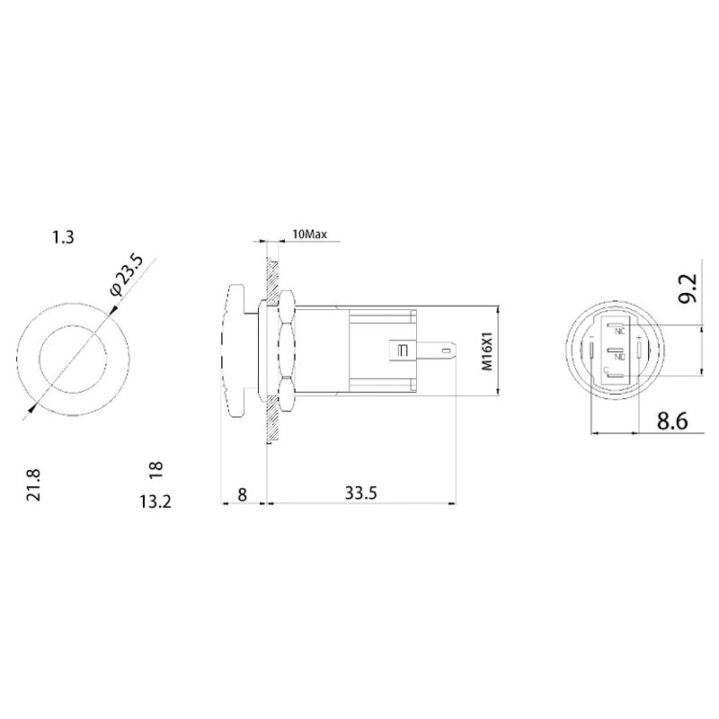 Stainless Steel Mushroom Head Switch Factory - OEM/ODM Custom 16mm Stainless Steel Red Mushroom Head Switch 12-24V 1NO1NC