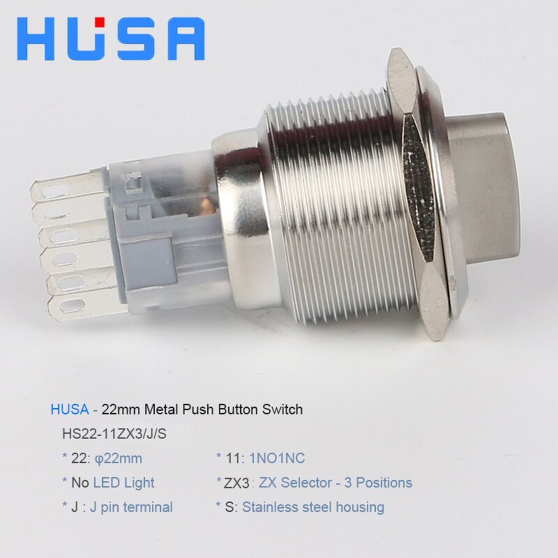 Metal Selector Switch Button Factory - OEM/ODM Custom Wholesale 22mm Metal Selector Switch Button 3 Position Latching Momentary