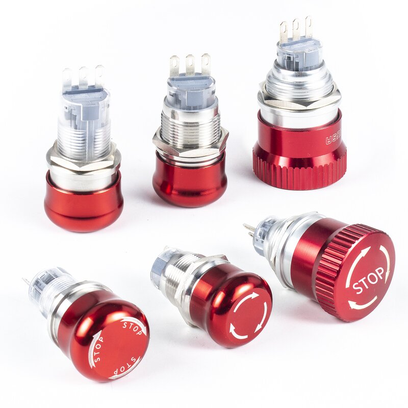 Emergency Stop Push Button Switches Factory - OEM/ODM Custom Hot Selling 2025 Metal E-stop Push Button Switch 16-30mm IP65