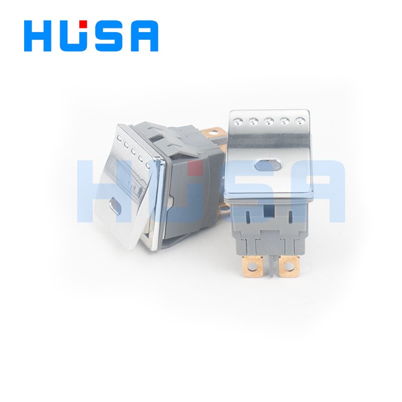 Waterproof Rocker Switch Manufacturer - OEM/ODM Custom HSRS2822 20A 250V AC DPDT Waterproof Rocker Switch Stainless Steel LED