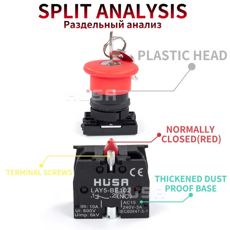 XB2 Button Switch Factory - OEM/ODM Custom XB2 Button Switch Self-reset Self-lock Mushroom Head 22mm Momentary Latching 1NO