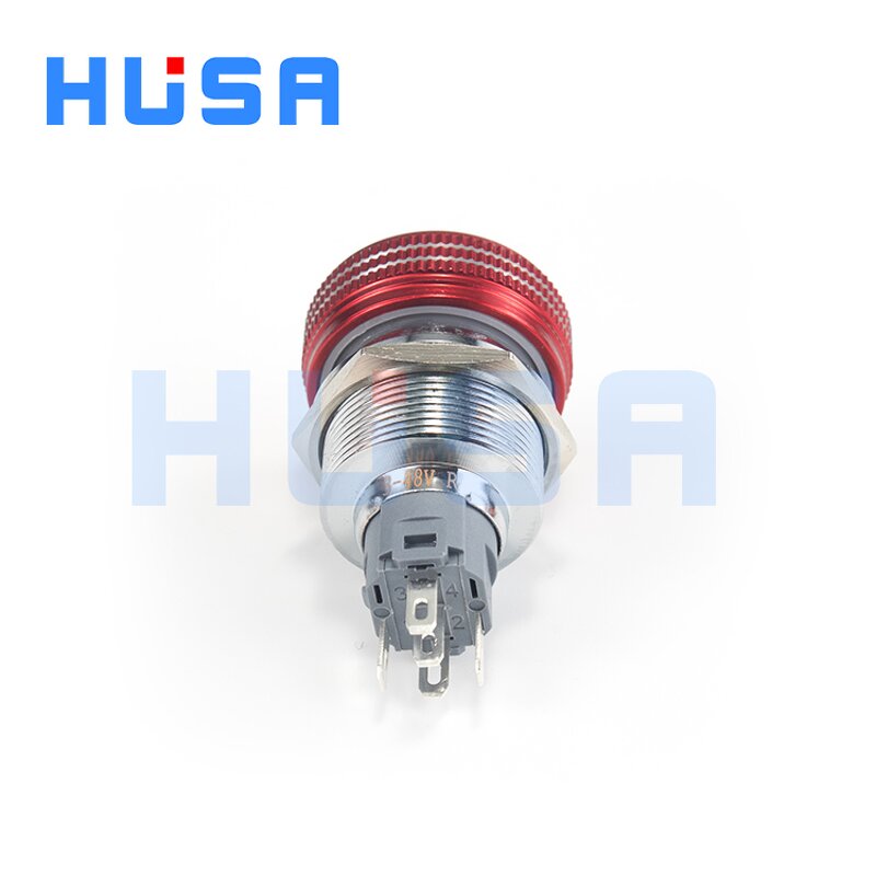 Metal Emergency Stop Switch Factory - OEM/ODM Custom 22mm LED Emergency Stop Metal Push Button Switch Rotary Reset IP65