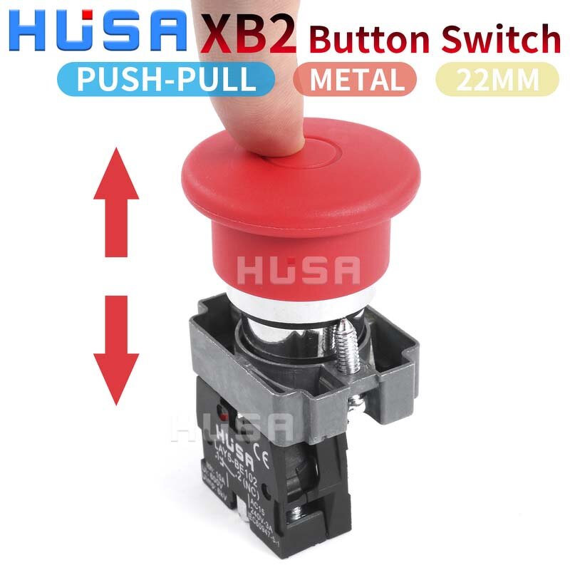 XB2 Metal Button Switch Factory - OEM/ODM Custom 22mm XB2 Metal Button Switch 1NO1NC Momentary Push Pull Emergency Mushroom
