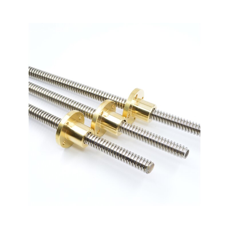Ball Screw Manufacturer - OEM/ODM Custom 304 Stainless Steel Trapezoidal Ball Screw T12-32T with Round Flange Copper Nut