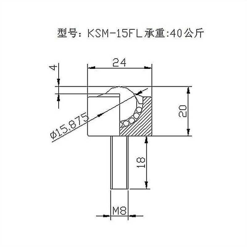 KSM12-FL Robot Wheel Ball Roller Factory - OEM/ODM Custom KSM12-FL Robot Wheel Ball Roller M8 Thread Stud Bolt Mount