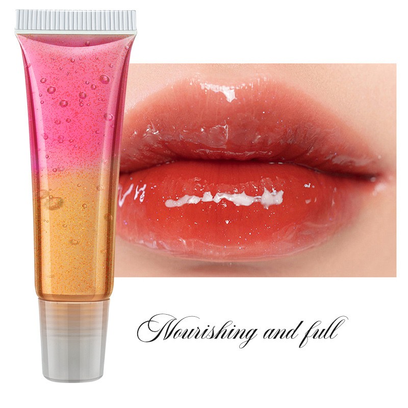 Lip Gloss Hose Organic Shiny Lip Gloss Double-layer Gel Dual Color rainbow Lip Oil