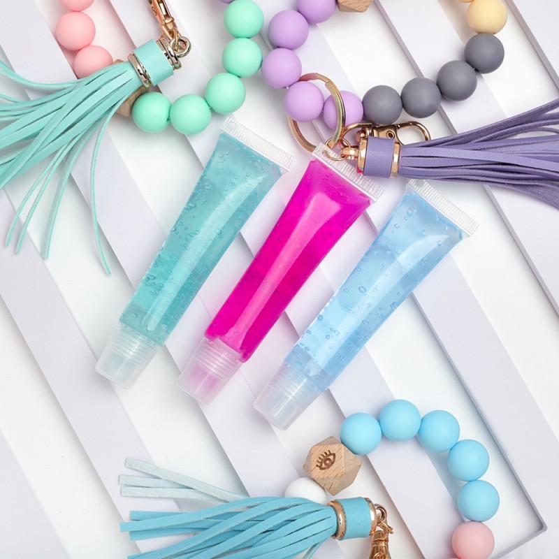 Tassel Leather Hose Lip Gloss Pendant Silicone Bead Bracelet Keychain Plant Lip Gloss